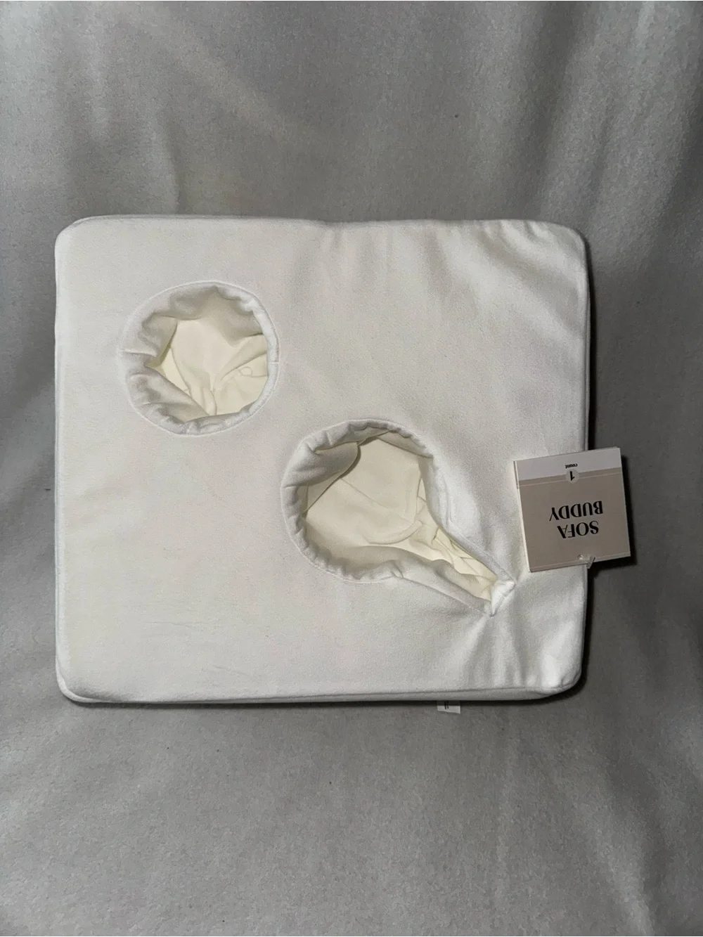 NEW! SOFA BUDDY Cupholder Cushions Set of 2 (1 Each: Ivory & Black), New w/ Tag!